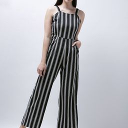 Zastraa Black & White Striped Culotte Jumpsuit-picture-26