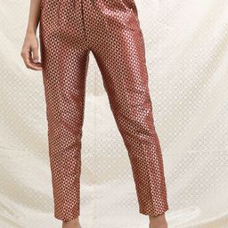 Vishudh Women Poly Brocade Printed Cigarette Trousers-image-7