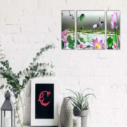 eCraftIndia 6MM MDF Set of 3 Botanical Floral Satin Matt Texture UV Art Painting-22