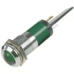 RS PRO Green Panel Mount Indicator 110V AC, Mounting Hole Size 14 mm, Termination Type Solder Tab, IP Rating IP67, Model No 203767-35