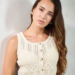 Virgio Women Cream Crop Cotton Cardigan-image-49