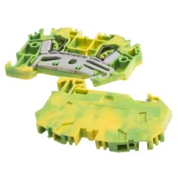 RS PRO Earth Terminal Block Green & Yellow 4 mm² Single-Level Spring Clamp Termination, 7637472-22