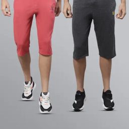 Vimal Jonney Pink & Grey Regular Fit Lounge Capris- Pack of 2-image-25