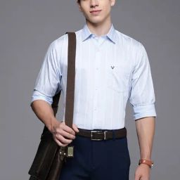 Allen Solly Blue Cotton Slim Fit Striped Shirt-image-45