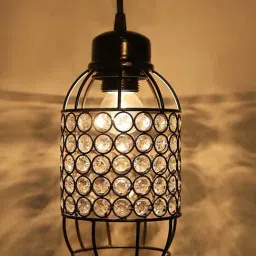 Homesake Black Metal Matt Crystal Half Capsule Hanging Light-image-12