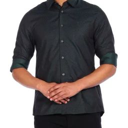 Calvin Klein Jeans Green Cotton Regular Fit Self Pattern Shirt-picture-37