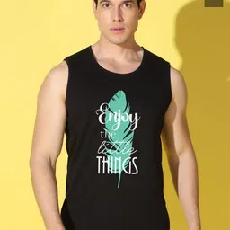 WOOSTRO Pack Of 2 Printed Combo Cotton Gym Vests VWS26(ENJOY BLACK)(ENJOY OLIVE)-picture-24
