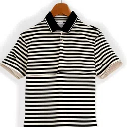 VIMAL JONNEY Men Striped Polo Collar Monochrome Pockets T-shirt-image-12