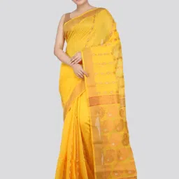 Pinkloom Yellow Woven Saree With Unstitched Blouse-image-62
