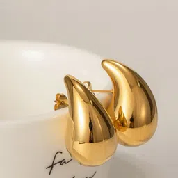 kazare Rhodium-Plated Teardrop Shaped Studs-image-80