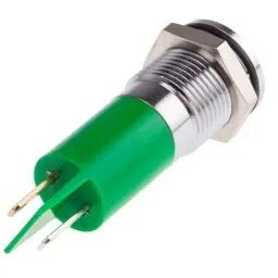 RS PRO Green Panel Mount Indicator 24V DC, Mounting Hole Size 14 mm, Termination Type Solder Tab, IP Rating IP67, Model No 7038838 image 3