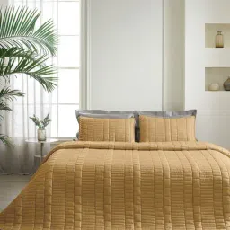 DDECOR Live beautiful Geometric Castle Antique Gold 210 TC Cotton Comforters - Set of 3-image-10