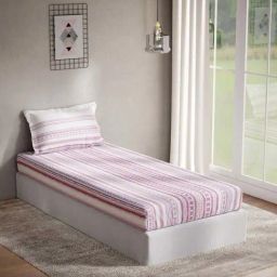DDecor Eternia Ethnic Purple Cotton 144 TC Single Bedsheet With 1 Pillow Cover-picture-14