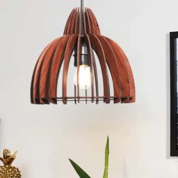 Homesake Brown Wood Mid Century Modern Tulip Pendant Light-image-43