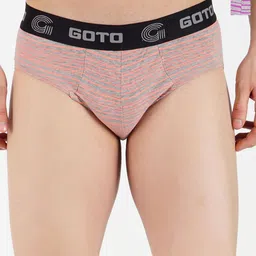 GOTO Men Pack Of 2 Striped Basic Briefs COTTON BLEND STRIP OUT EL Orange Purple-11