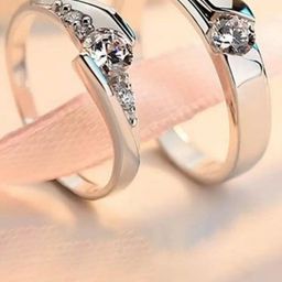 Omaya Jewels Set of 2 Silver-Plated Artificial Stone-Studded Couple Finger Rings-28