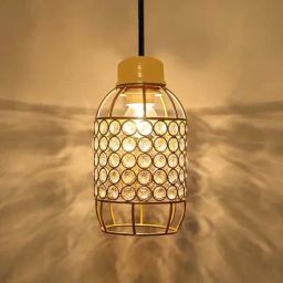 Homesake Gold Metal Glossy Crystal Half Capsule Hanging Light-image-41