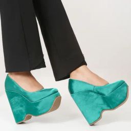 Flat N Heels Women's Green Wedge Pumps-image-29