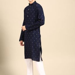 MANQ Men Ethnic Motifs Printed Regular Pure Cotton Kurta with Pyjamas image 4