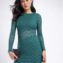 glitchez Semi Sheer Lace Bodycon Mini Dress-image-56