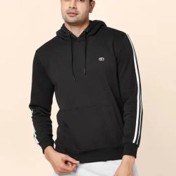 Ajile by Pantaloons Black Regular Fit Striped Hooded Sweatshirt-picture-45