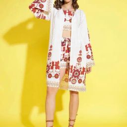 StyleStone White & Red Floral Crop Top With Shorts & Shrug-picture-43