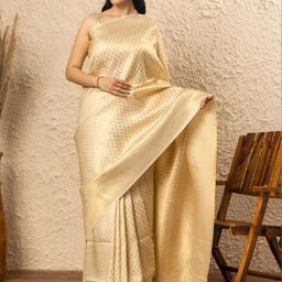 CANBIA Woven Design Zari Silk Blend Banarasi Saree-image-95