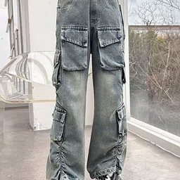 LULU & SKY Girls High-Rise Highly Distressed Heavy Fade Jeans-image-52