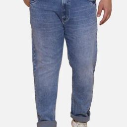 John Pride Blue Regular Fit Plus Size Stretchable Jeans-image-44