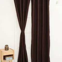 Ariana Lugo Solid Brown Polyester 5 ft Window Curtain - Set of 1-image-91