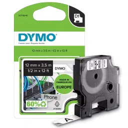 DYMO 12mm x 3.5m Black Print on White Tape Self-Adhesive Labels for Label Printers, S0718040-image-70
