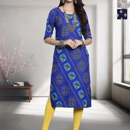HERE&NOW Selection Of 3 Ethnic Motifs Printed Round Neck Straight Kurta-image-48