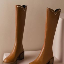 MONRSH Women Casual Block-Heeled Slouchy Boots-picture-1