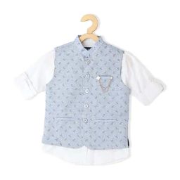 Cavio Kids Blue & White Cotton Printed Shirt Set-picture-44