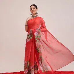 KALINI Floral Print Zari Chanderi Saree-image-29