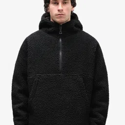 Be Savage Men Solid Winter Hooded Sherpa Jacket-image-47