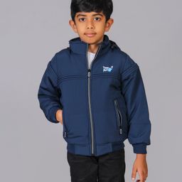 TOONYPORT Full Sleeves Solid Hooded Winter Jacket - Navy Blue-image-83