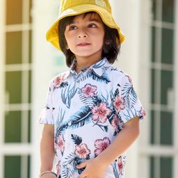 Babyhug Cotton Knit Half Sleeves Shirt Tropical Print - Green-image-37
