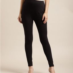 Bella Mama Full Length Maternity Leggings With Tummy Band Solid- Black-image-7