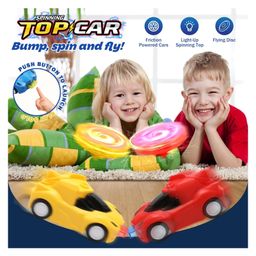 Sanjary Friction Power Top Car  & Light Up Spinning Tops & Flying Discs, Friction Powered Toy Car Set Toys for Kids -Color & Design May Vary-1