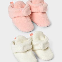 Mi Arcus Antipill Pack of 2 Velcro Closure Solid Booties - Peach & White-image-41