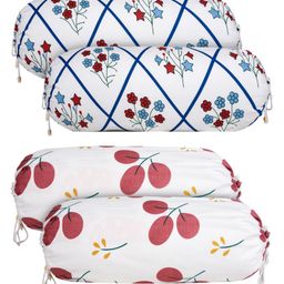 Kuber Industries Bolster Cover | Cotton Masand Pillow Cover | Diwan Round Bolster Pillow Covers | Bolster Cushion Pillow Cover Set | Roll Masand Cover for Home Decor | Pack of 4 | Multicolor-47