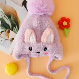 Babyhug Woollen Cap With Bunny Design & Knot Purple - Diameter 14 cm-picture-40