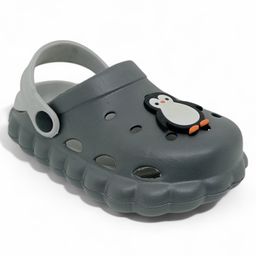 Lil Lollipop Penguin Applique Detailed With Back Strap Anti Slip Perforated Clogs - Grey-image-65