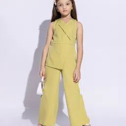 Taffykids Woven Sleeveless Solid Asymmetrical Wrapped Jumpsuit - Pastel Green-picture-48