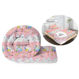Filymore star unicorn Elastic Fitted 3-Piece Kids Bedding Set Single Bed Comforter with Matching Fitted Single Bedsheet & Pillow Cover Soft Design for Children's Room(90X60 inch) (Peach)-2