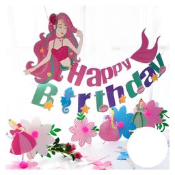 Funcart Little Mermaid Happy Birthday Banner - Multicolor-20