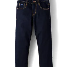 Ruff Denim Full Length Straight Fit Washed Jeans - Navy Blue-image-43