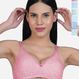 SHYAM SONS FLAIR NewSara Pack Of 6 Floral Printed Full Coverage Seamless T-shirt Bra-picture-14