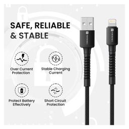 Portronics POR-2158 Konnnect X USB to 8 Pin Cable with 3A Output Fast Charging and Data Transfer Nylon Braided Aluminium Alloy Shell 1M Length compatible with 8 PIN Devices-Black image 2